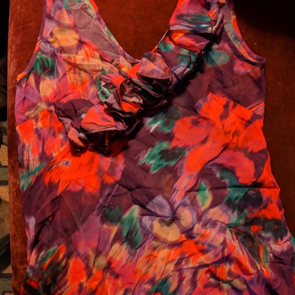 Express sheer ruffle sleeveless blouse xs